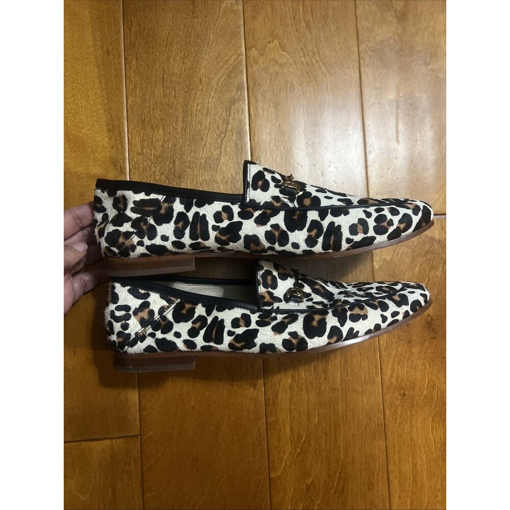 Sam Edelman Loraine Bit Loafers Leopard Calf Hair Gold Horsebit Women’s Size 9.5 - Picture 5 of 8